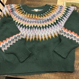 Sundance Green Multicolor Crew Neck Sweater